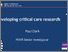 [thumbnail of Paul Dark - Developing Critical Care Research]